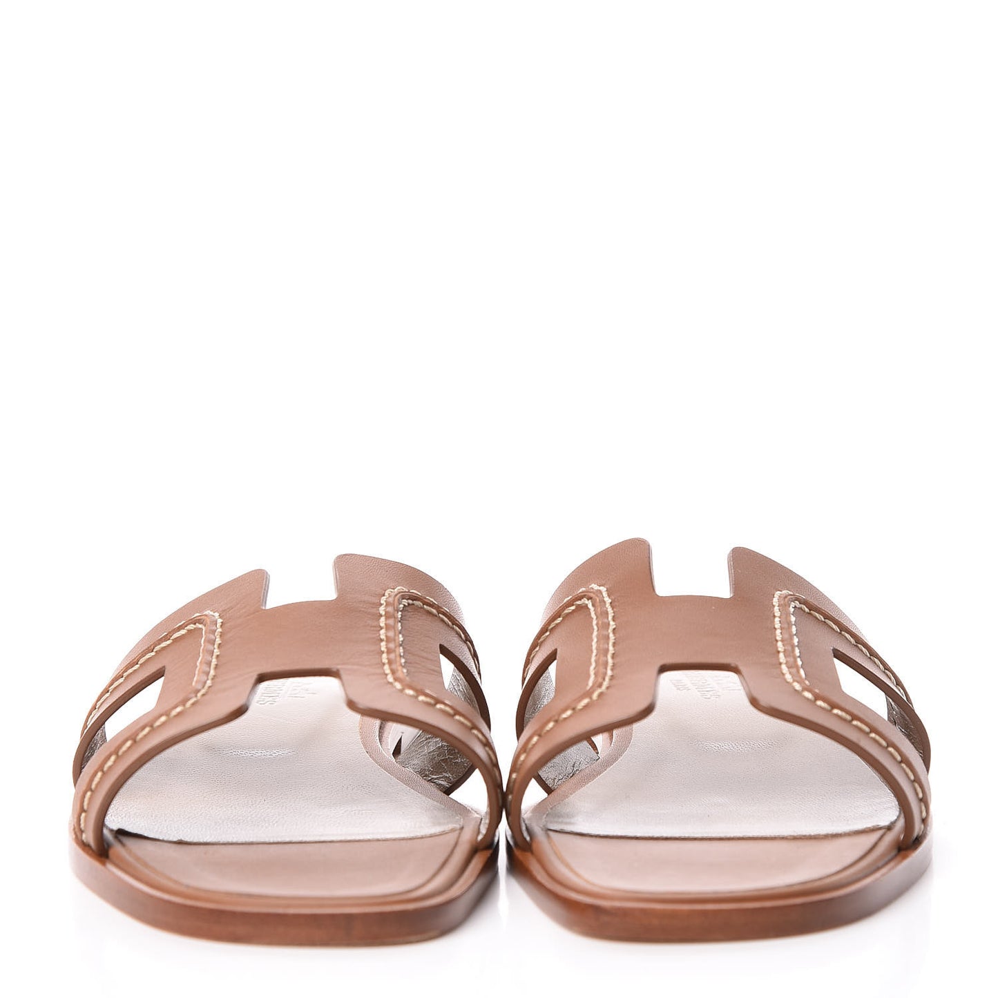 Calfskin Pique Oran Sandals 36 Brun Pallisandre