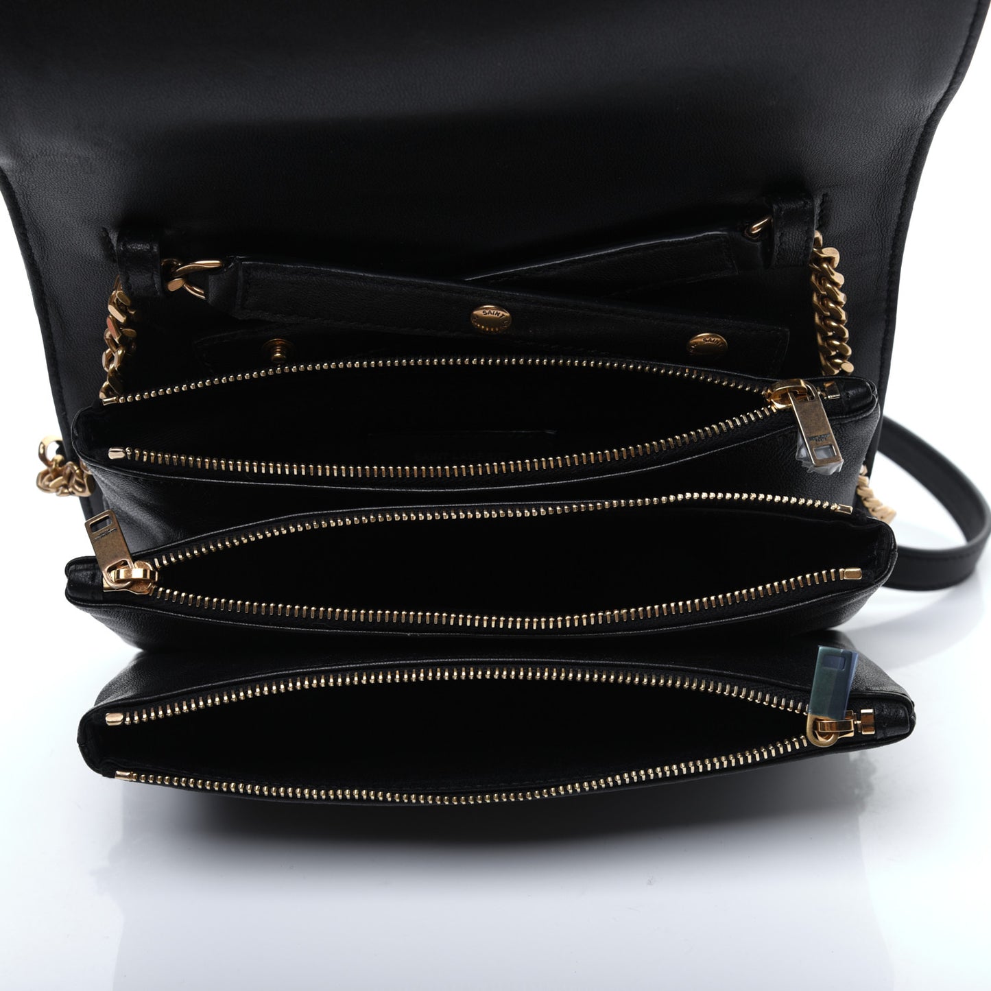 Lambskin Diamond Quilted Monogram Angie Chain Bag Black