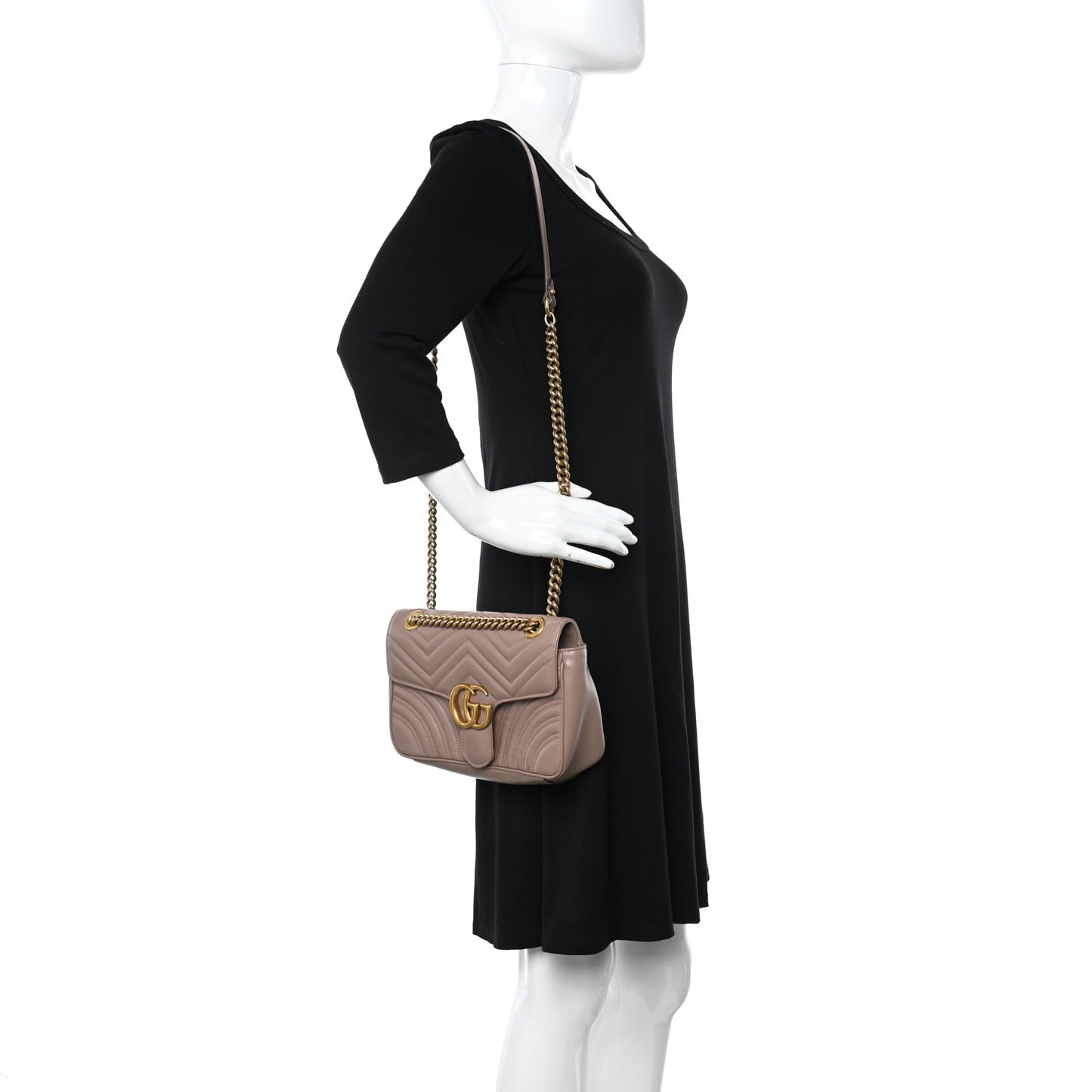 Calfskin Matelasse Small GG Marmont Shoulder Bag Porcelain Rose