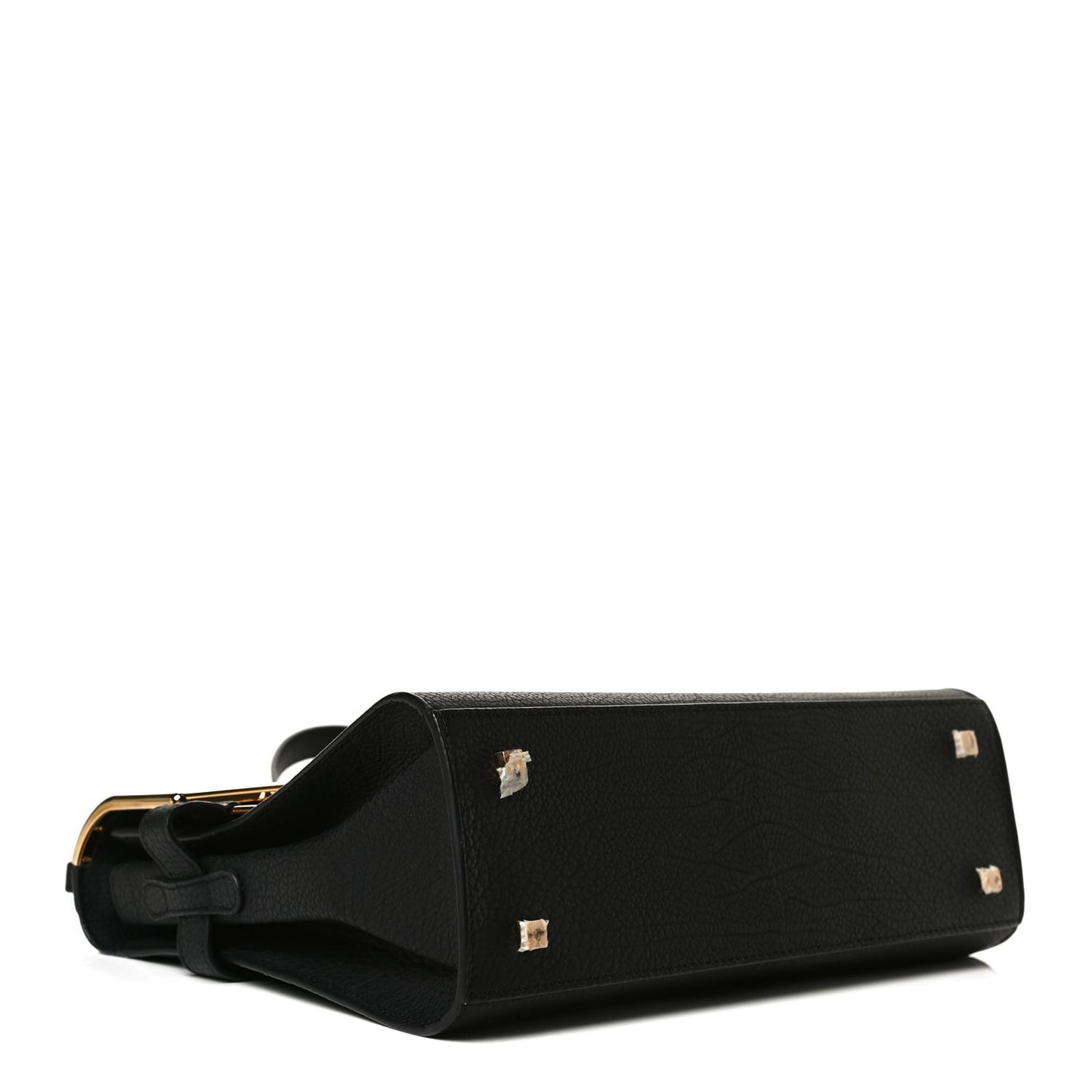 Grained Calfskin MM Metal Frame Tempete Satchel Black