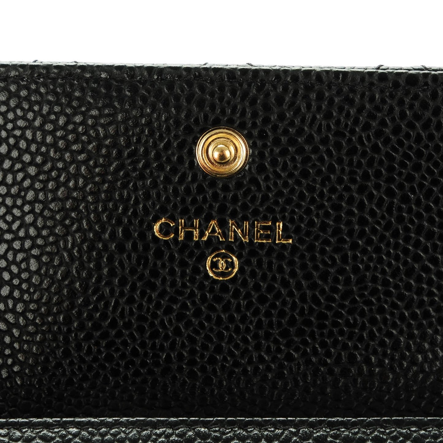 Caviar Quilted Flap Card Holder Black