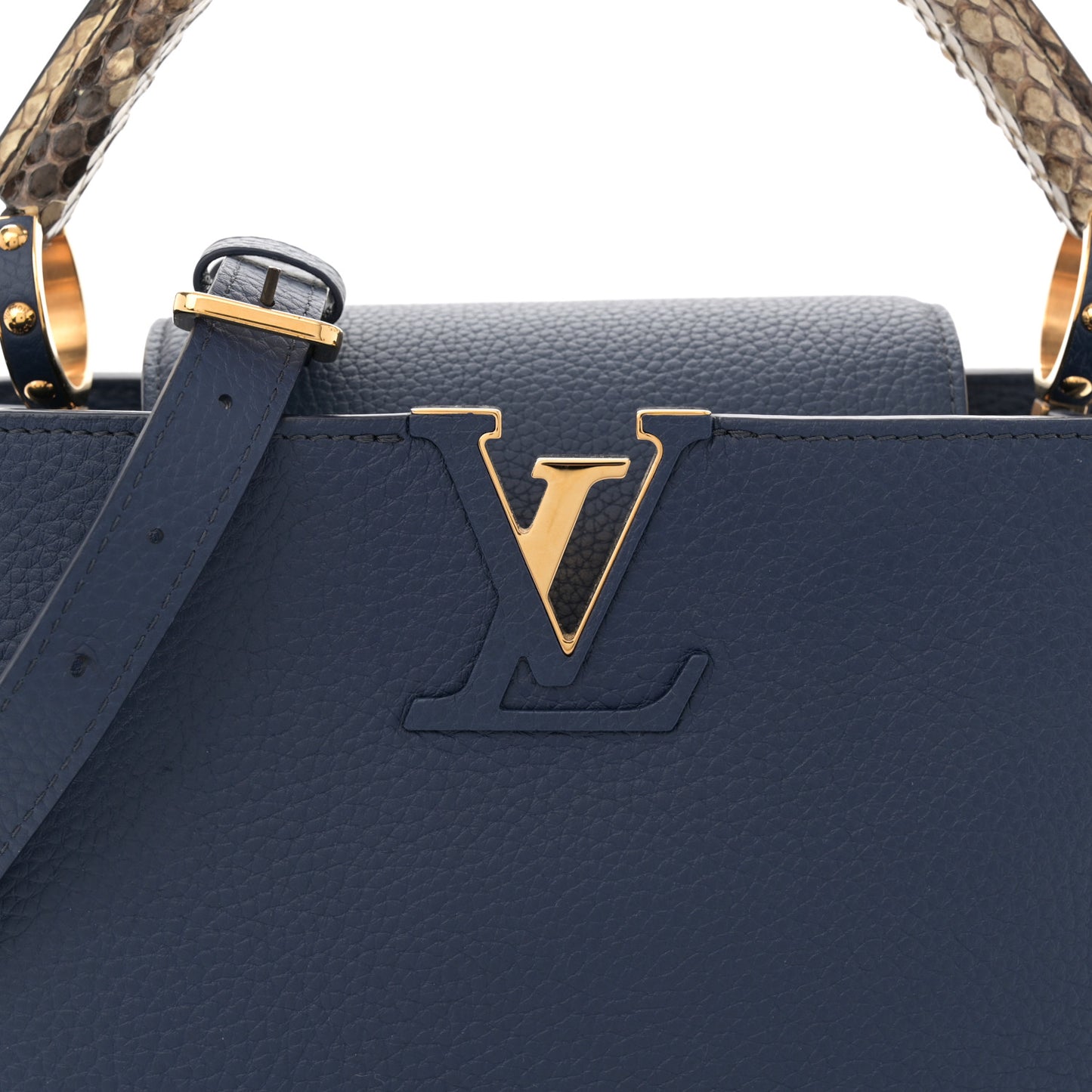 Taurillon Snakeskin Capucines MM Blue