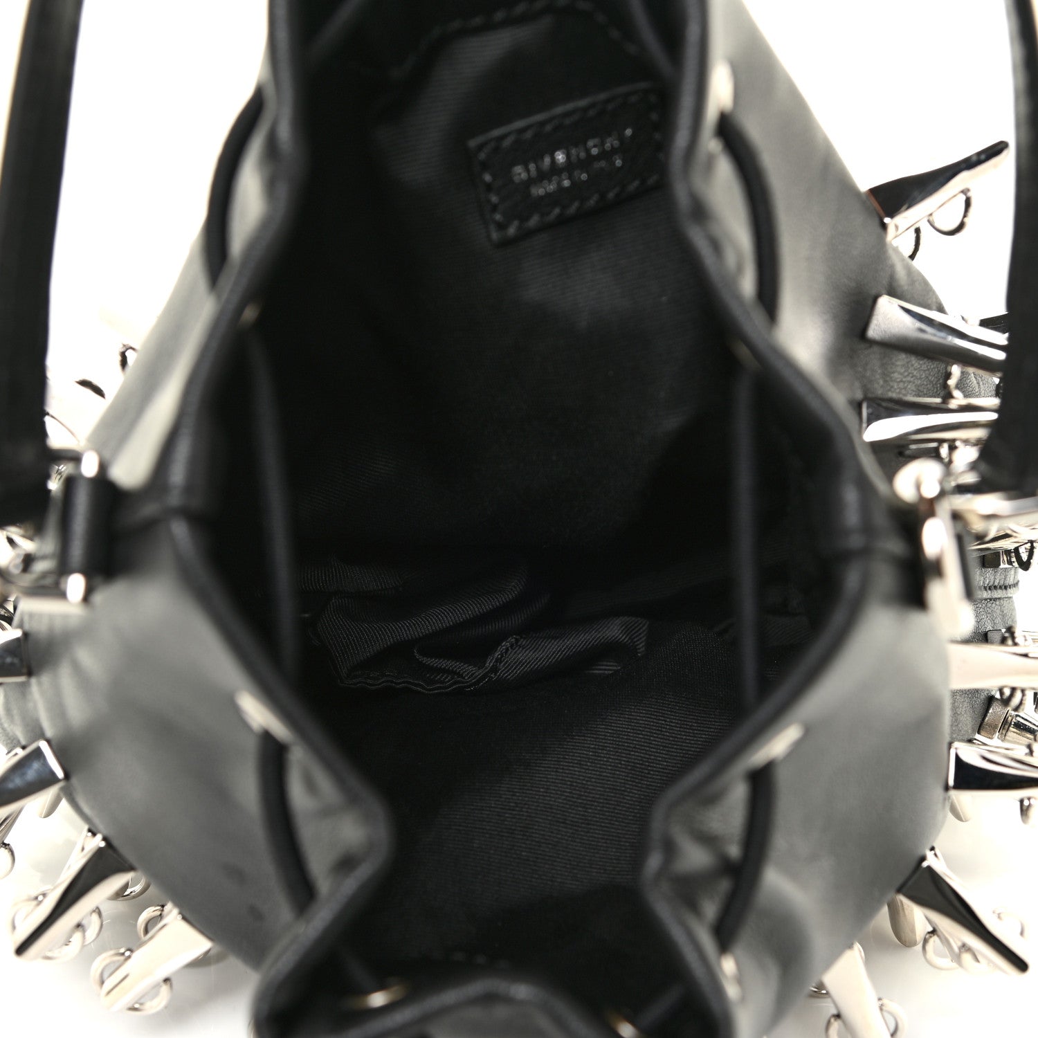 Givenchy Calfskin Spiked Drawstring Bucket Bag Black 5 of 9