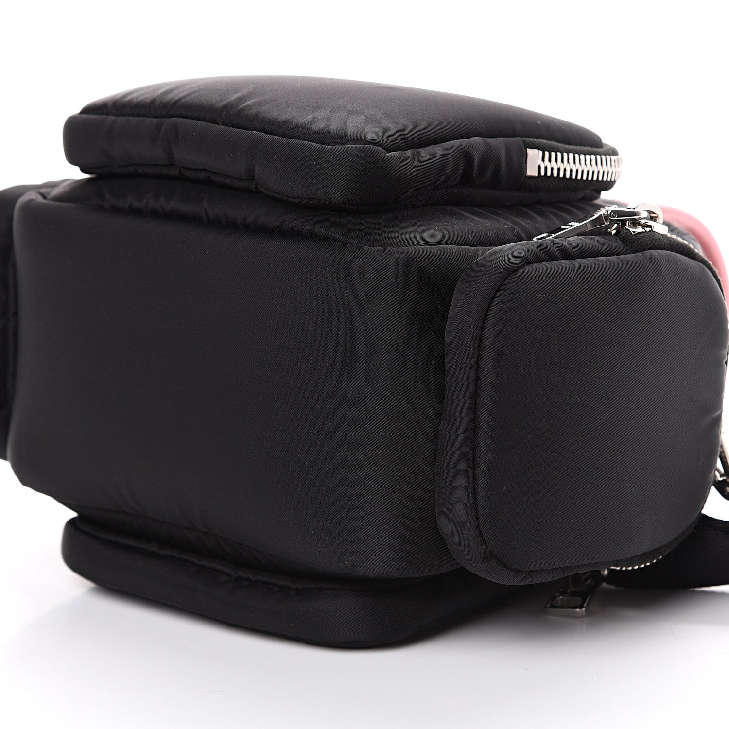 Prada Tessuto Nylon Pocket Top Handle Cargo Bag Black Pink 9 of 9