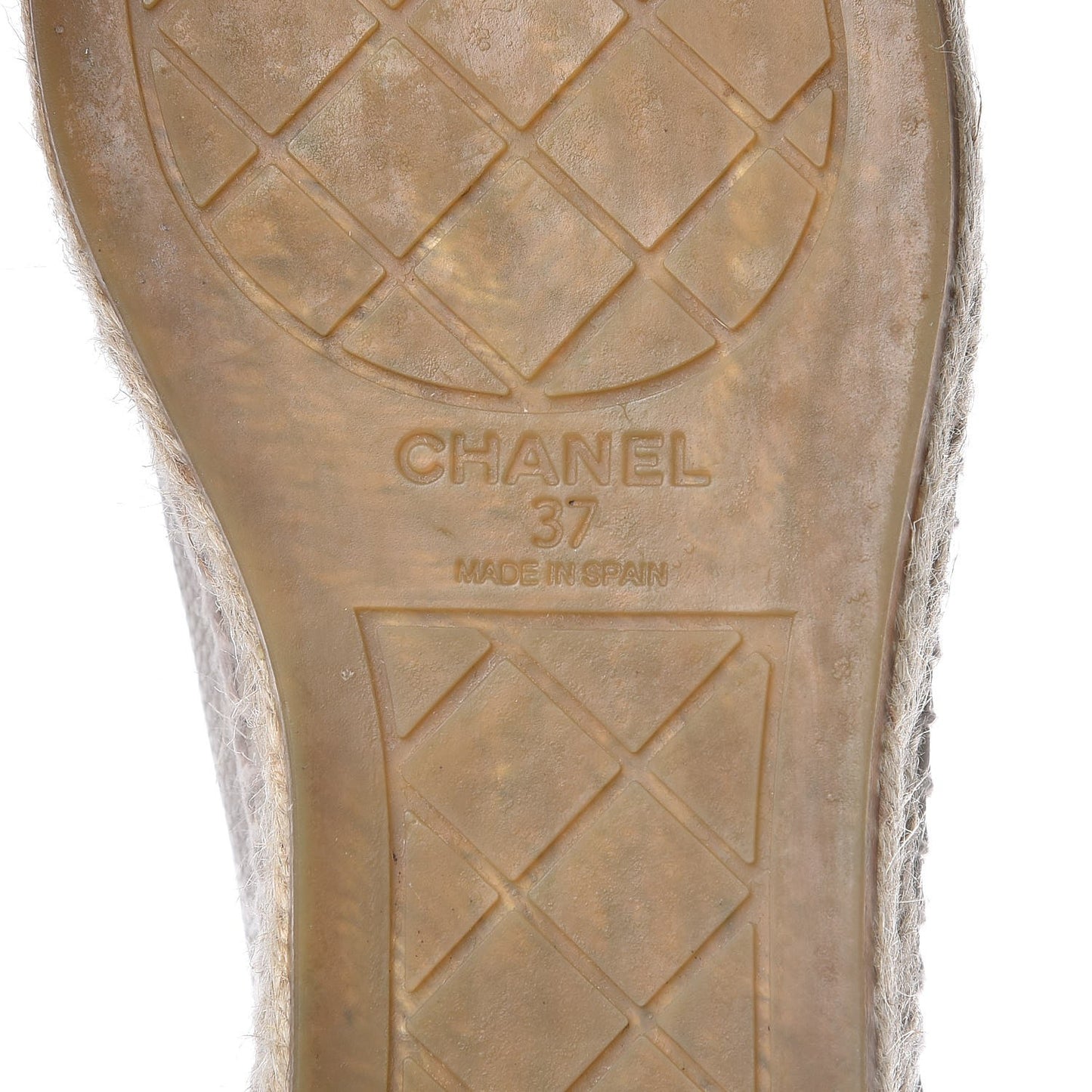 Grained Calfskin CC Espadrilles 37 Beige Black