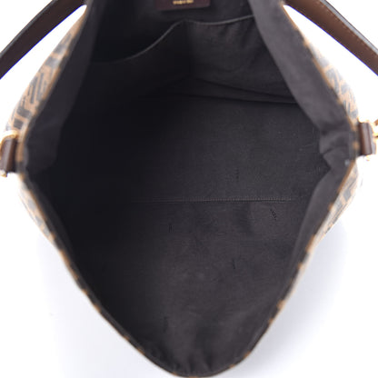 Fendi Zucca Vitello Artic Small Clasp Top Hobo Bag Tobacco Castagna 5 of 11