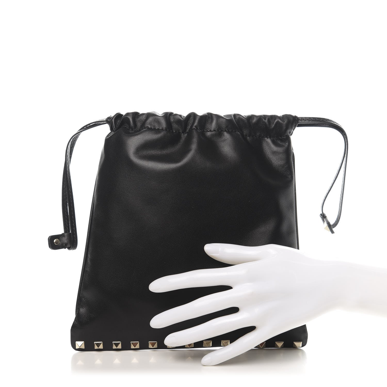 Valentino Garavani Calfskin Rockstud Drawstring Pouch Black 2 of 6