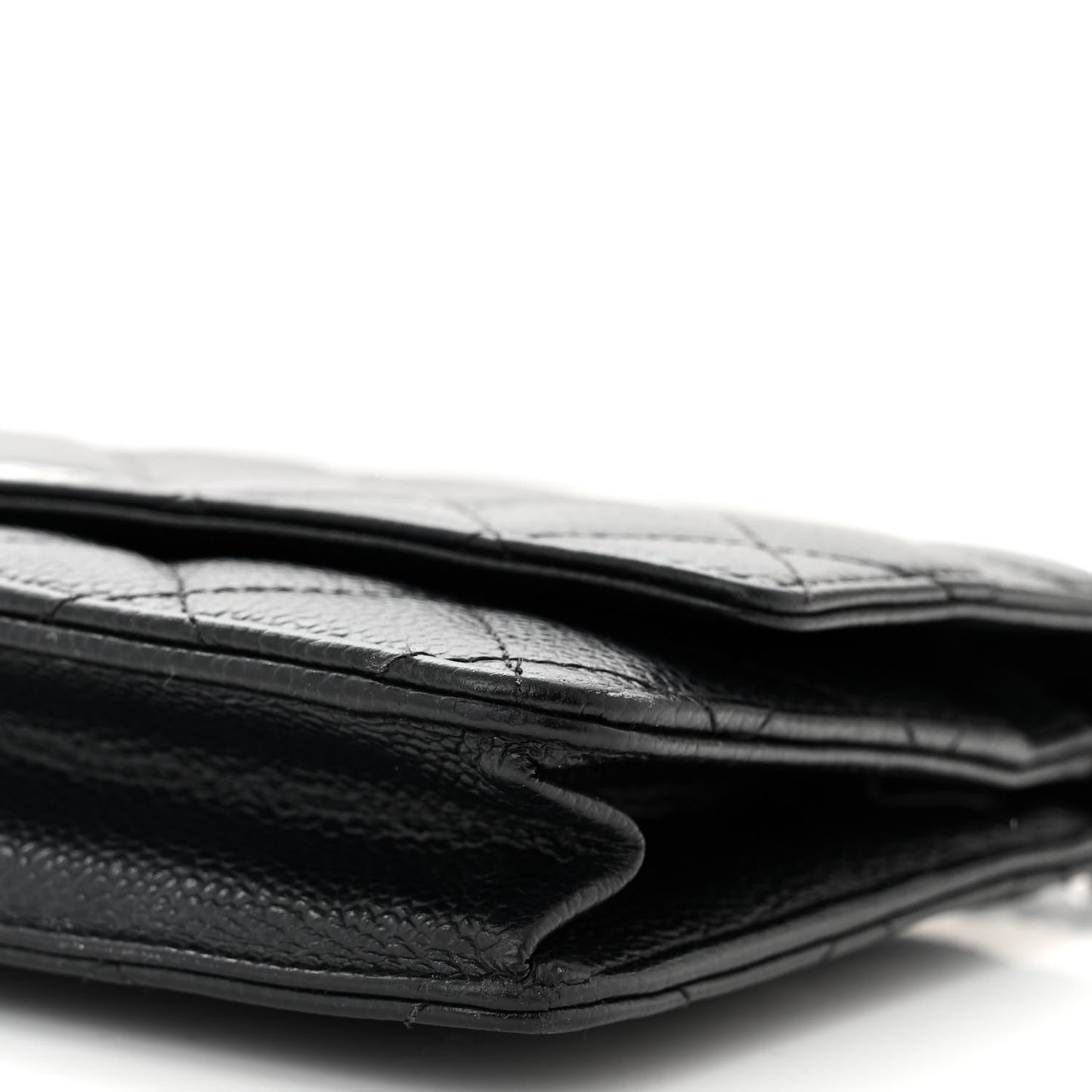 Caviar Quilted Wallet on Chain WOC Black
