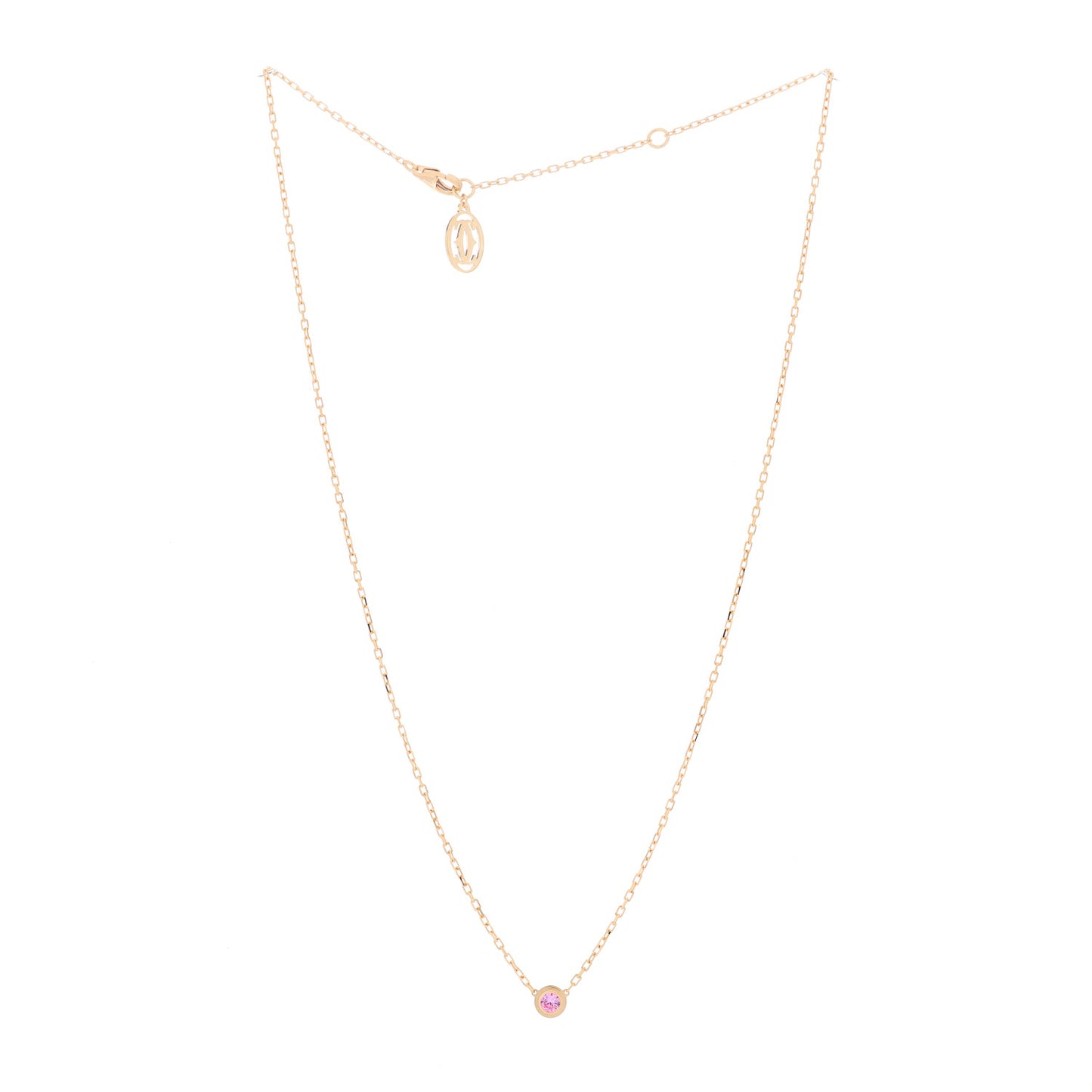 18K Pink Gold Pink Sapphire D'Amour Pendant Necklace