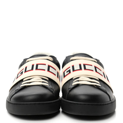 Gucci Calfskin Stripe Mens New Ace Sneakers 10 Black Ecru Red Flame 2 of 9