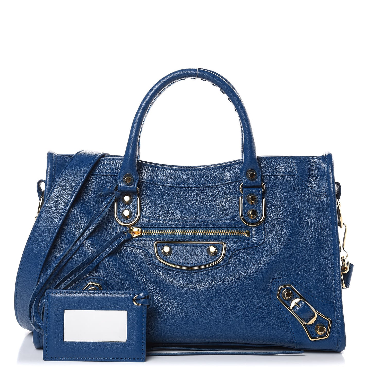 Shiny Goatskin Gold Metallic Edge Hardware S City Bleu Abysse