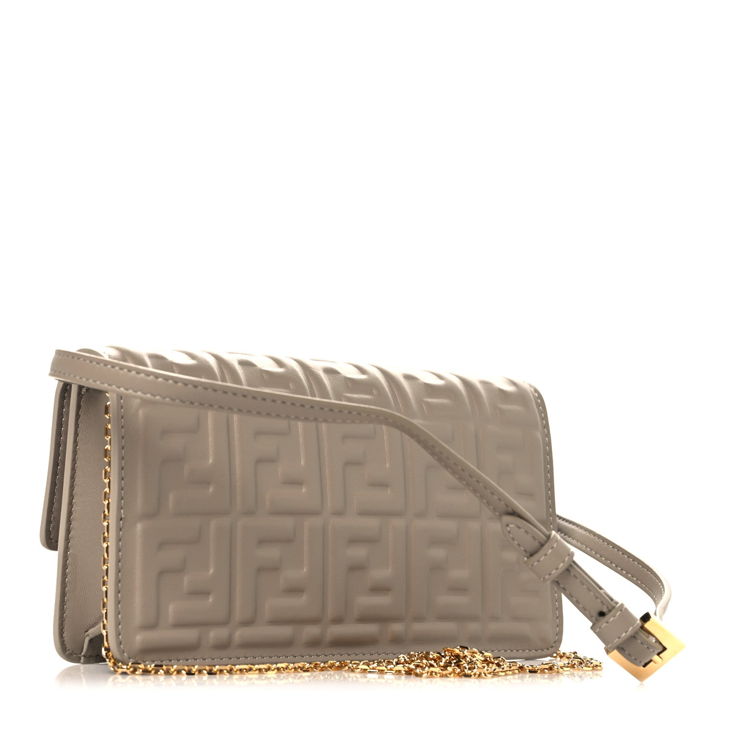 Fendi Nappa Matisse FF Embossed Wallet On Chain Baguette Dove 3 of 10