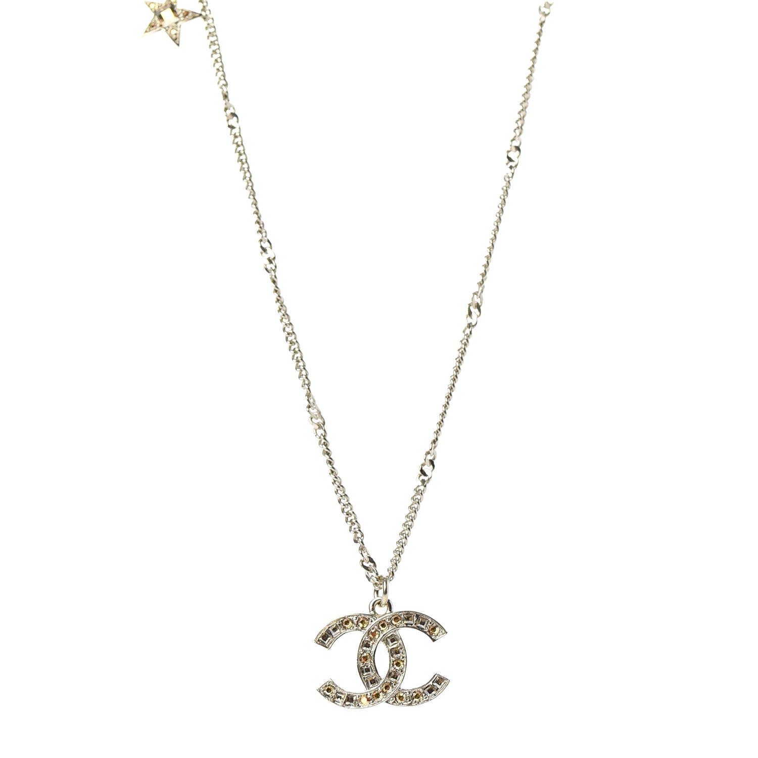Chanel Baguette Crystal CC Starfall Necklace Gold 1 of 5