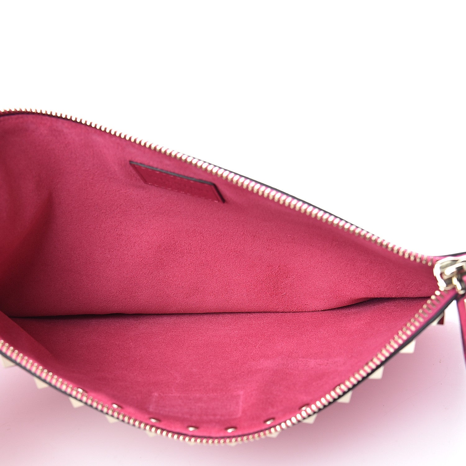 Valentino Garavani Pebbled Calfskin Large Rockstud Zip Pouch Peony 4 of 7