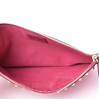 Valentino Garavani Pebbled Calfskin Large Rockstud Zip Pouch Peony 4 of 7