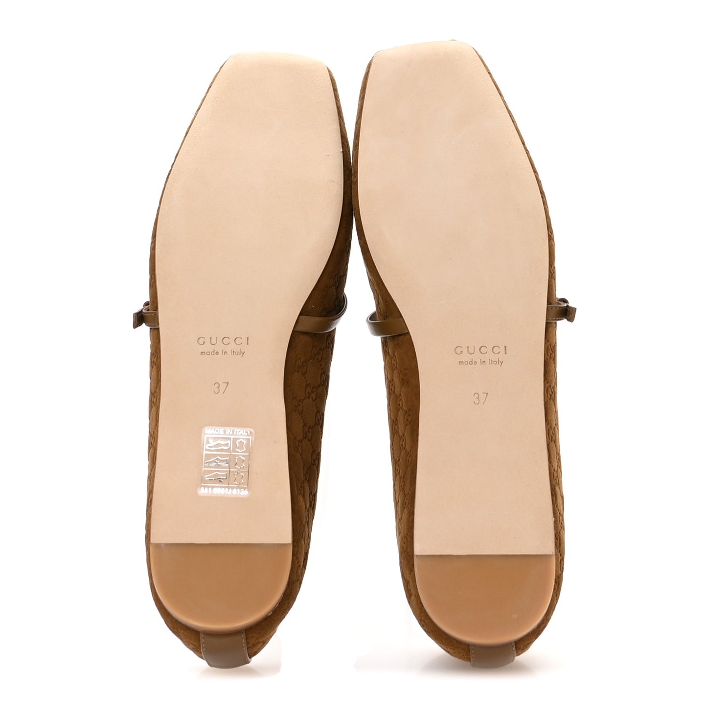 Kid Scamosciato Micro GG Monogram Horsebit Ballet Flats 37 Cuoio Dafne