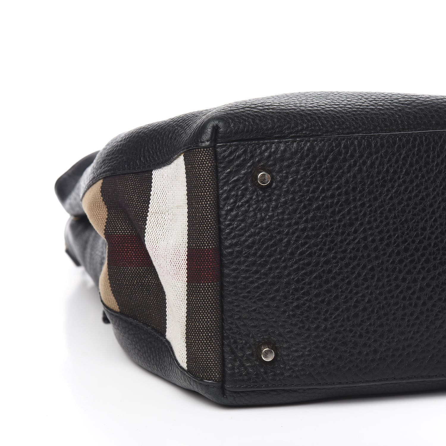 Burberry Grainy Calfskin House Check Medium Maidstone Black 10 of 13