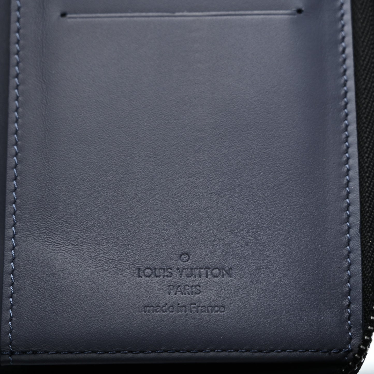 Calfskin Monogram Shadow Vertical Zippy Wallet Blue