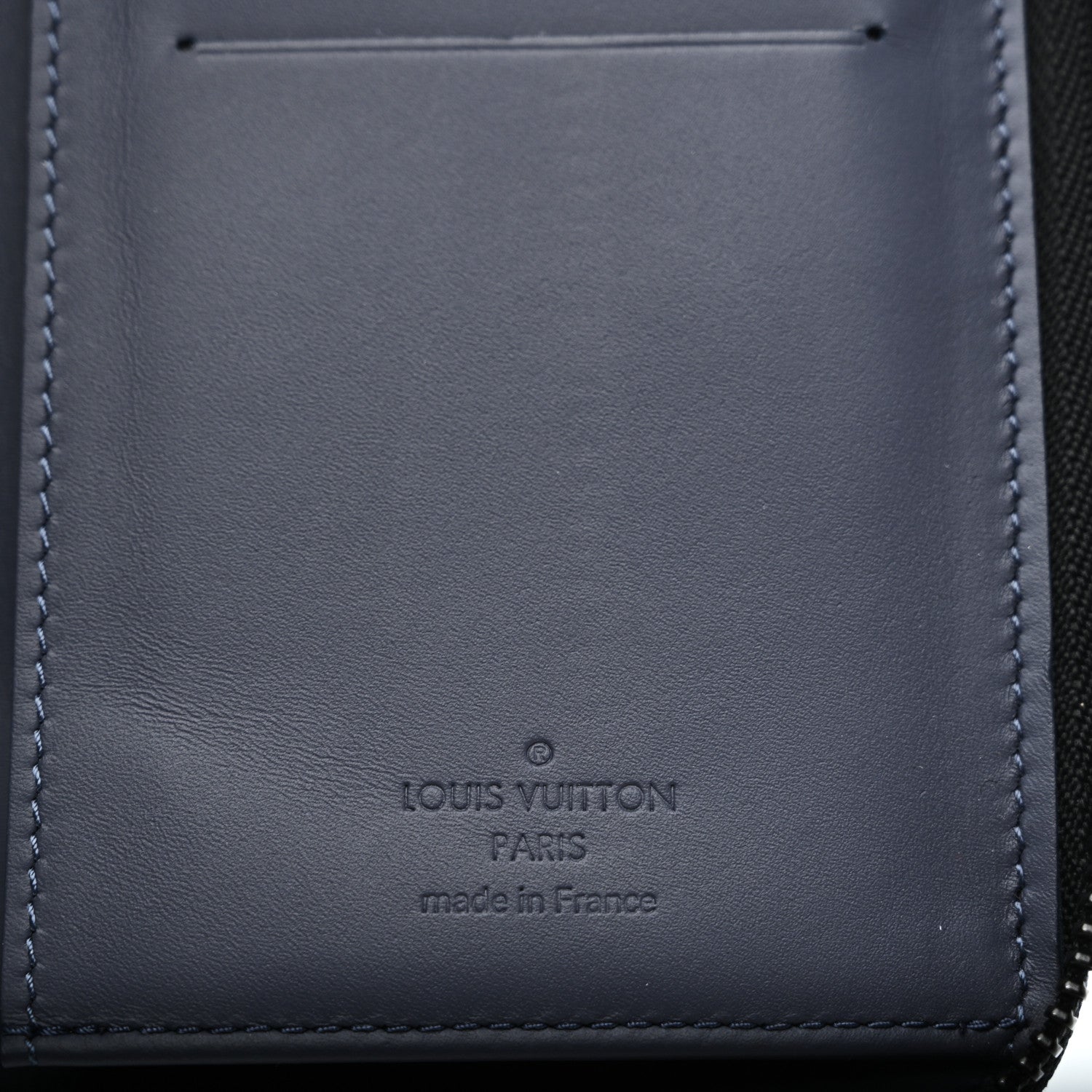 Louis Vuitton Calfskin Monogram Shadow Vertical Zippy Wallet Blue 6 of 7