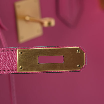 Hermes Chevre Mysore Horseshoe Birkin 30 Rose Tyrien Ultraviolet 22 of 35