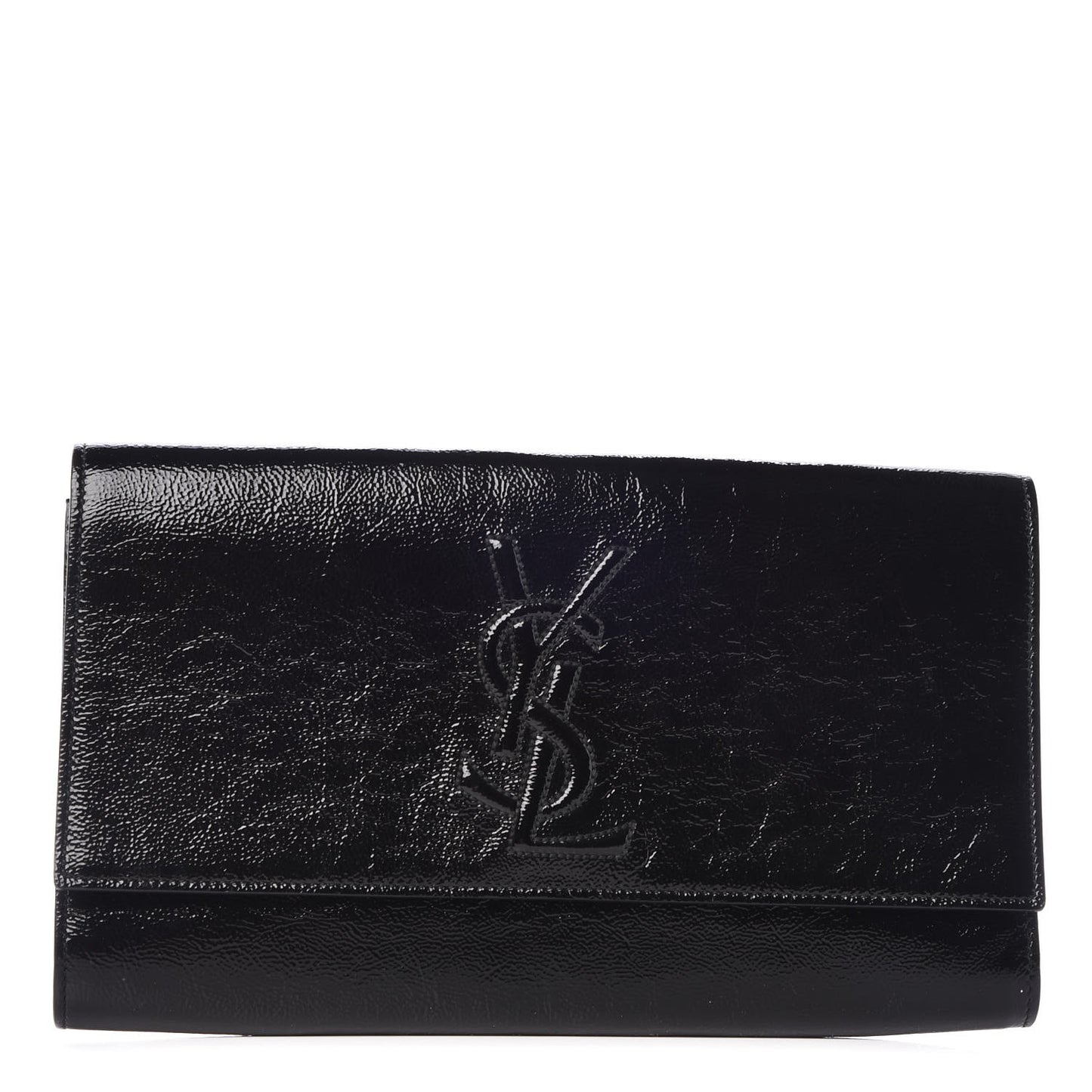 Textured Patent Monogram Large Belle De Jour Clutch Black