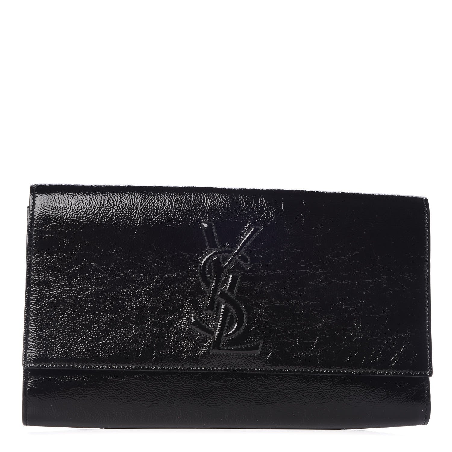 Saint Laurent Textured Patent Monogram Large Belle De Jour Clutch Black 1 of 9