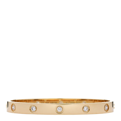 Cartier 18K Yellow Gold 10 Diamond LOVE Bracelet 17 1 of 10