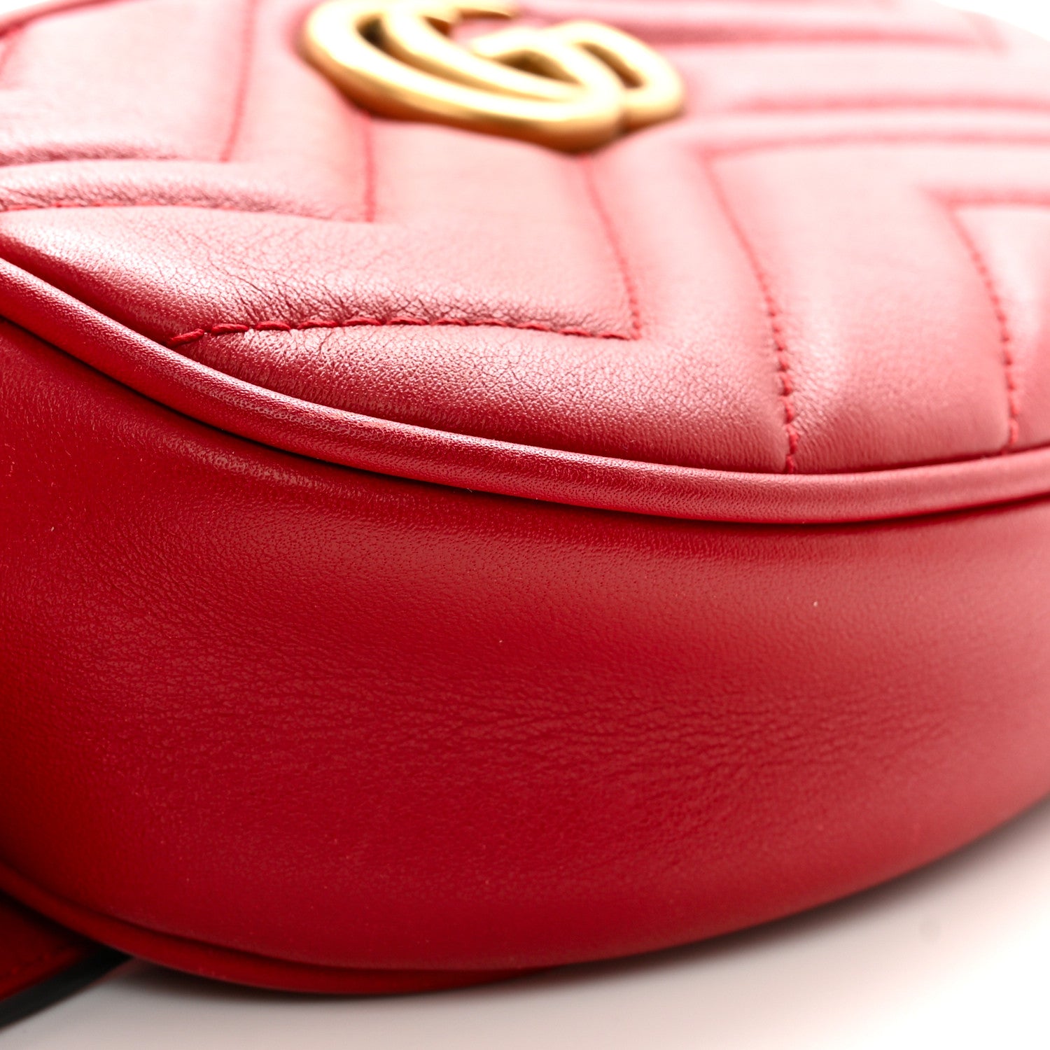 Gucci Calfskin Matelasse GG Marmont Belt Bag 85 34 Hibiscus Red 9 of 13