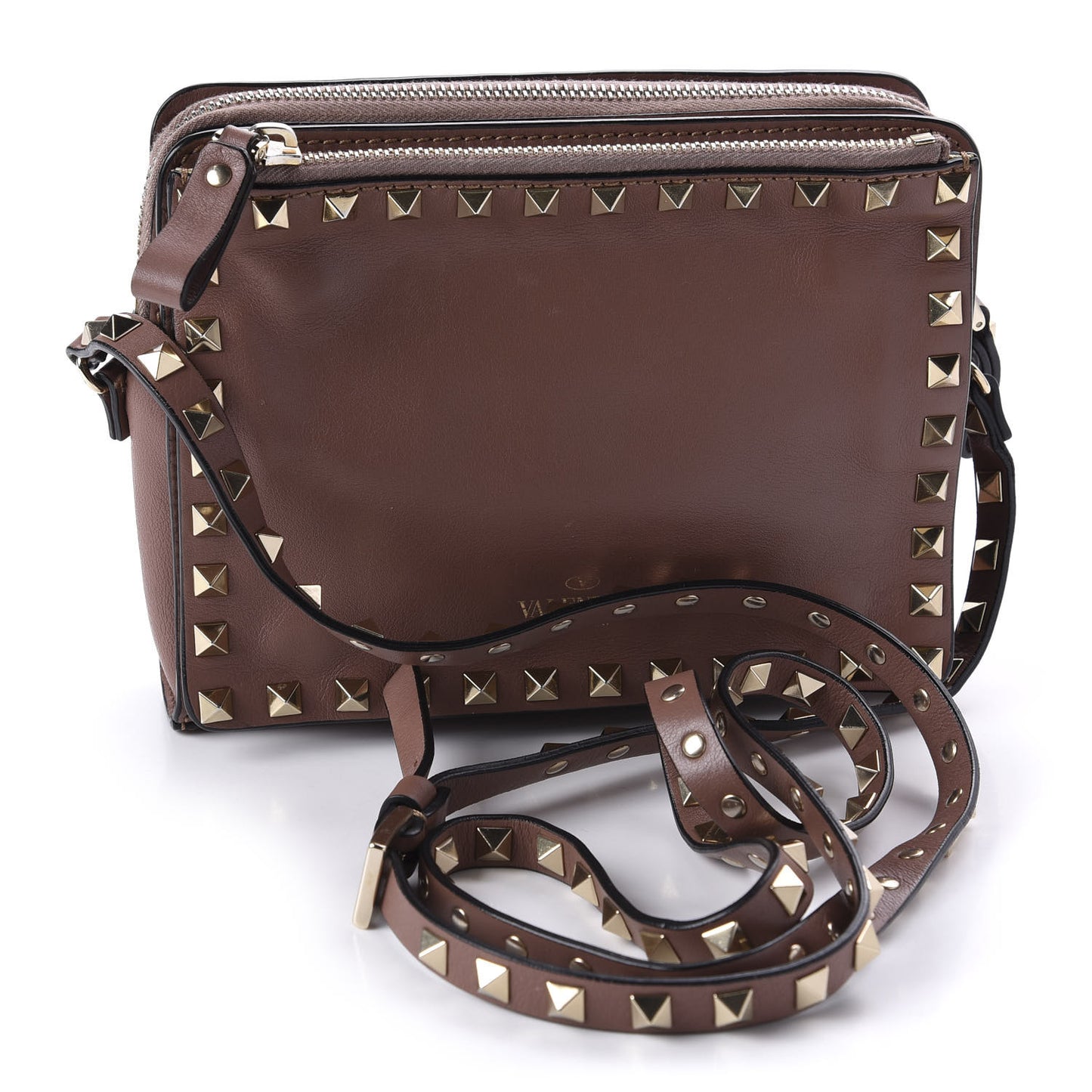 Vitello Rockstud Crossbody Bag Brown