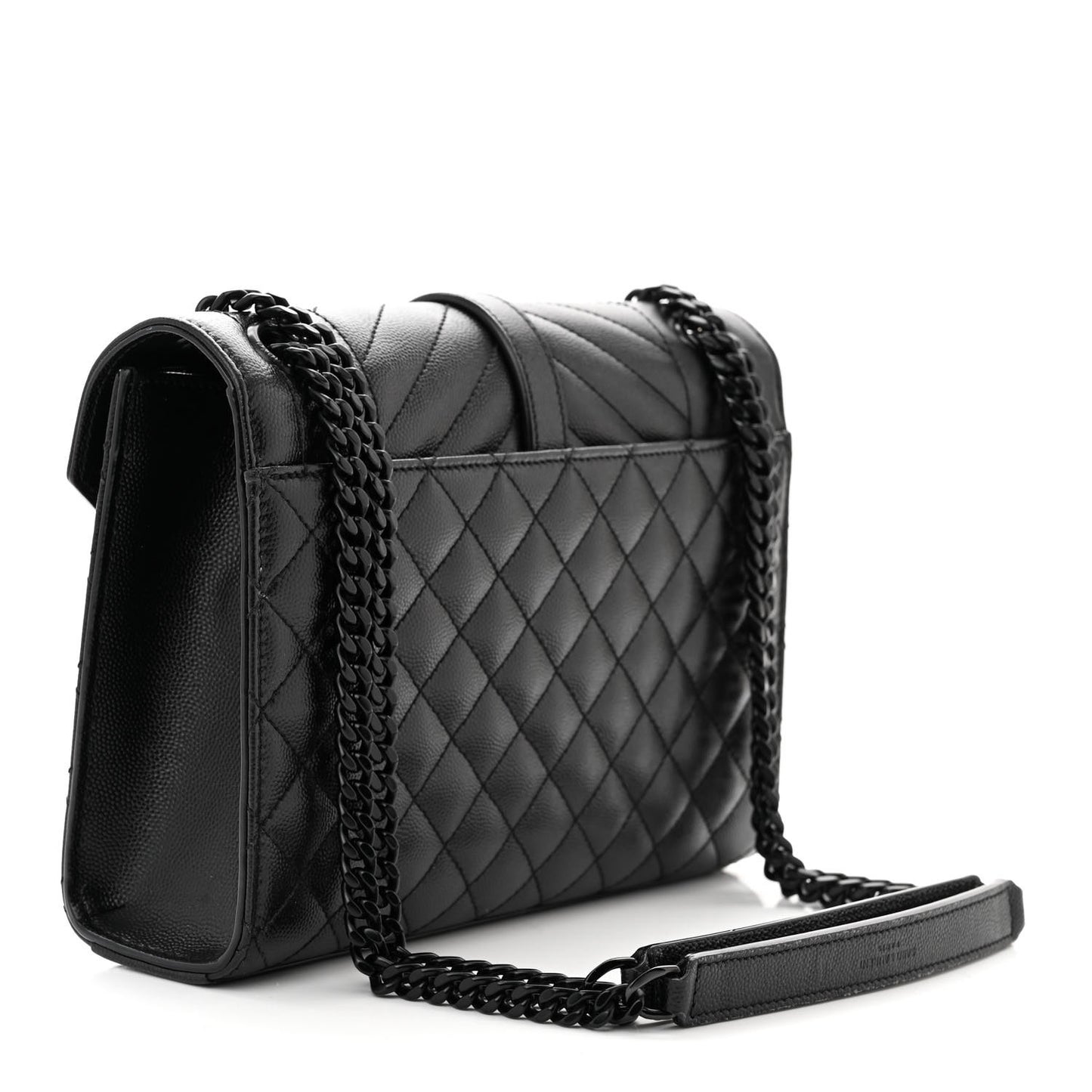 Grain De Poudre Textured Mixed Matelasse Triquilt Medium Monogram Monochrome Satchel Black