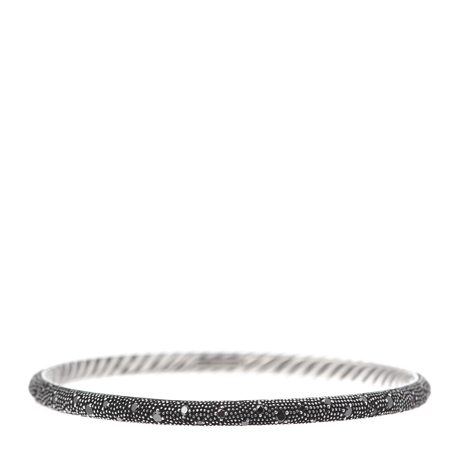 Sterling Silver Black Diamond 4mm Midnight Melange Bangle Bracelet
