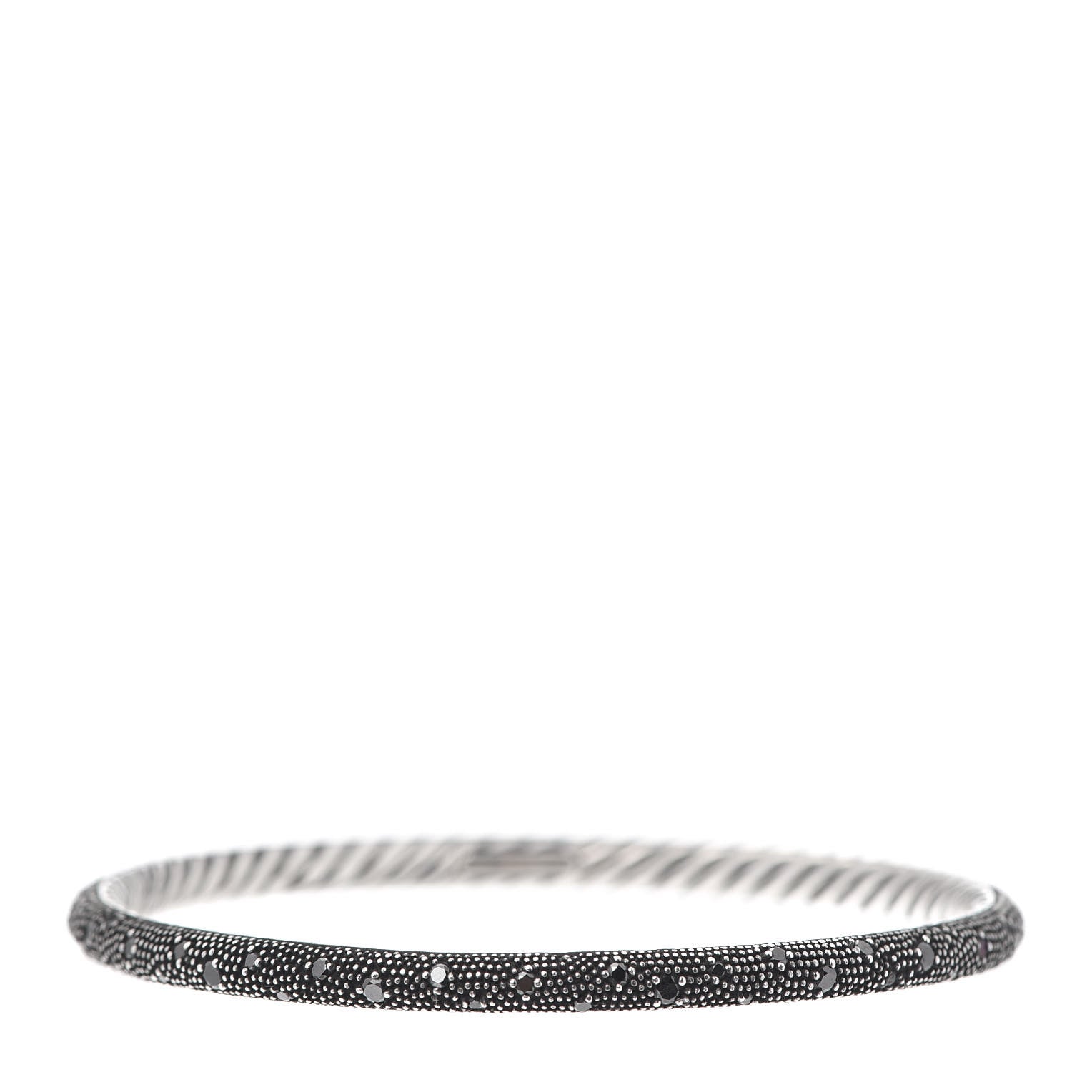 David Yurman Sterling Silver Black Diamond 4mm Midnight Melange Bangle Bracelet 3 of 5