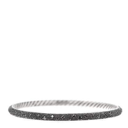 David Yurman Sterling Silver Black Diamond 4mm Midnight Melange Bangle Bracelet 3 of 5