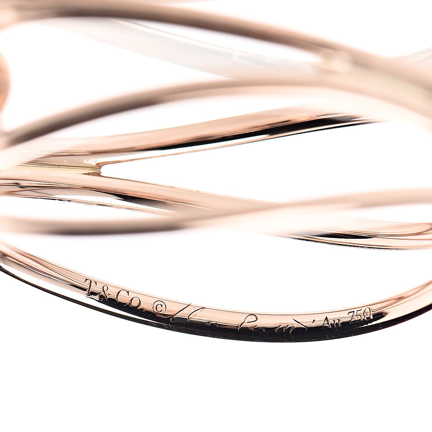 18K Rose Gold Diamond Elsa Peretti 3 Row Wave Ring 57 8