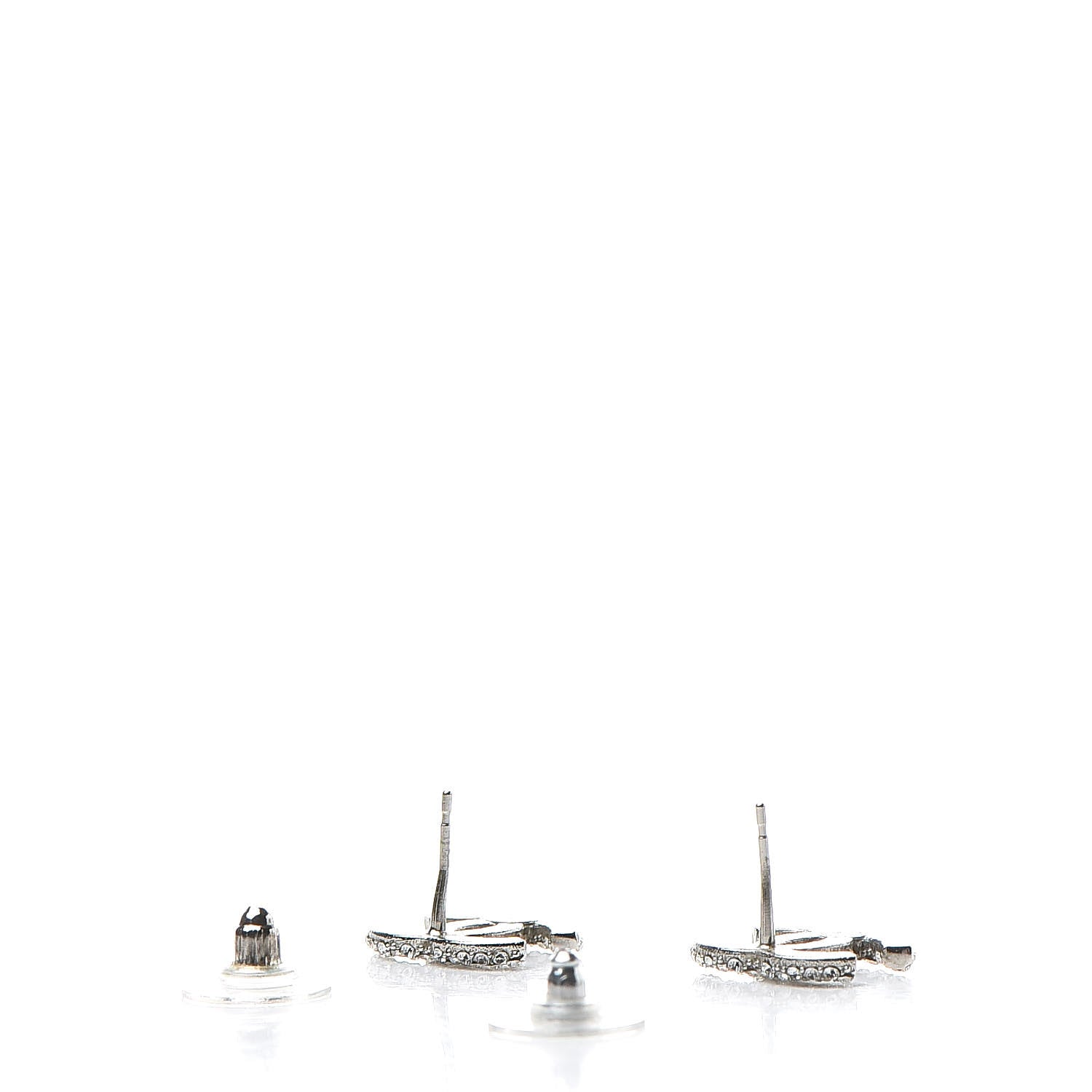 Chanel Crystal CC Earrings Silver 3 of 5