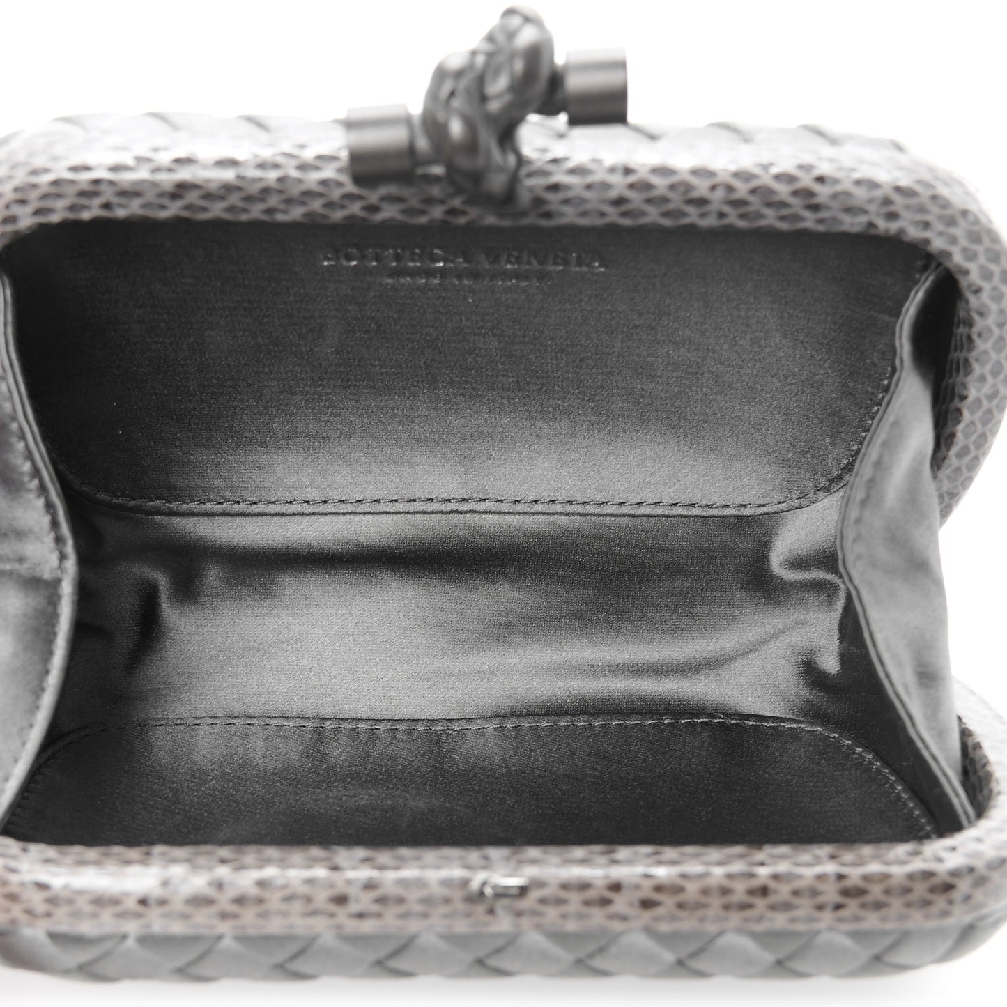 Satin Ayers Intrecciato Knot Clutch Ardoise