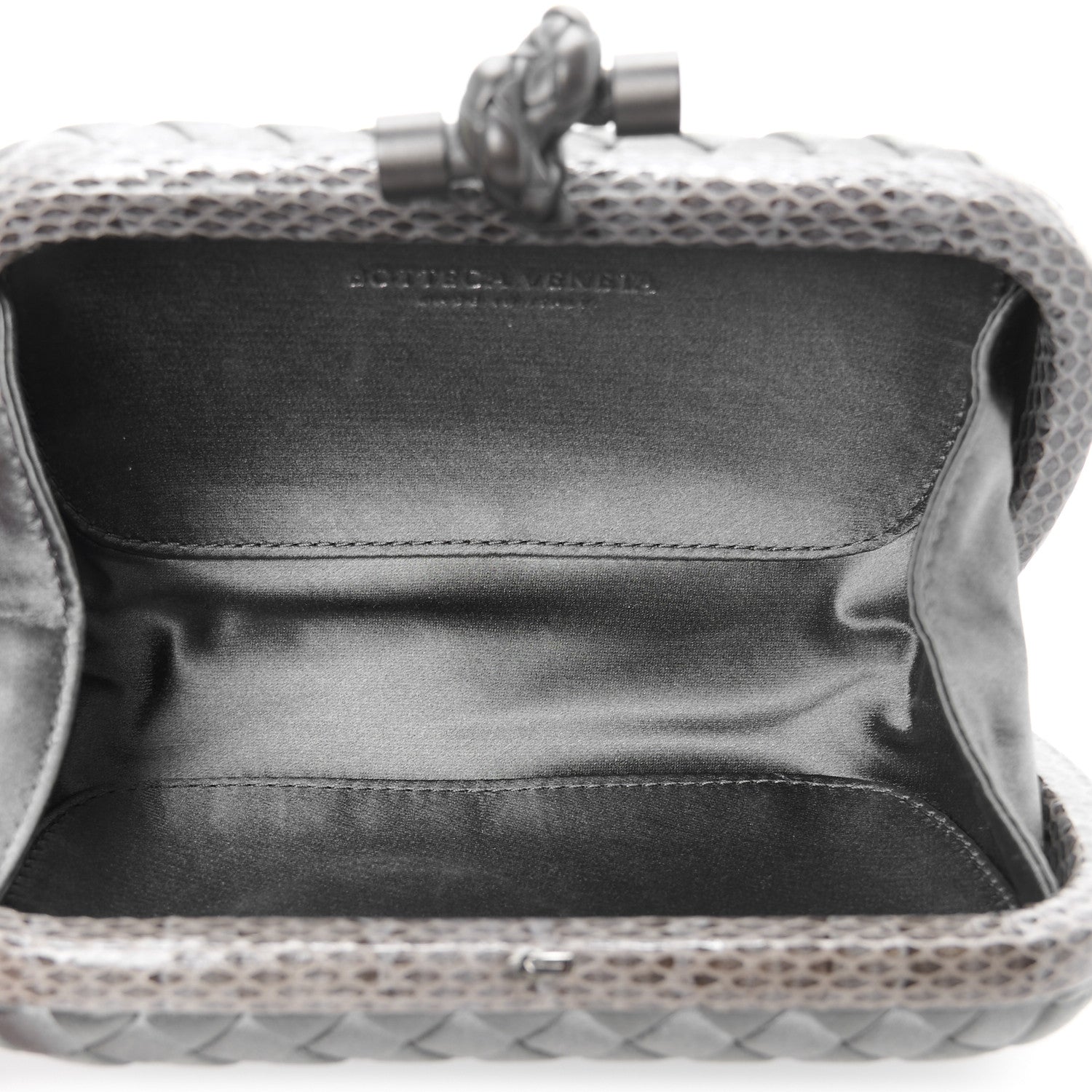 Bottega Veneta Satin Ayers Intrecciato Knot Clutch Ardoise 5 of 7