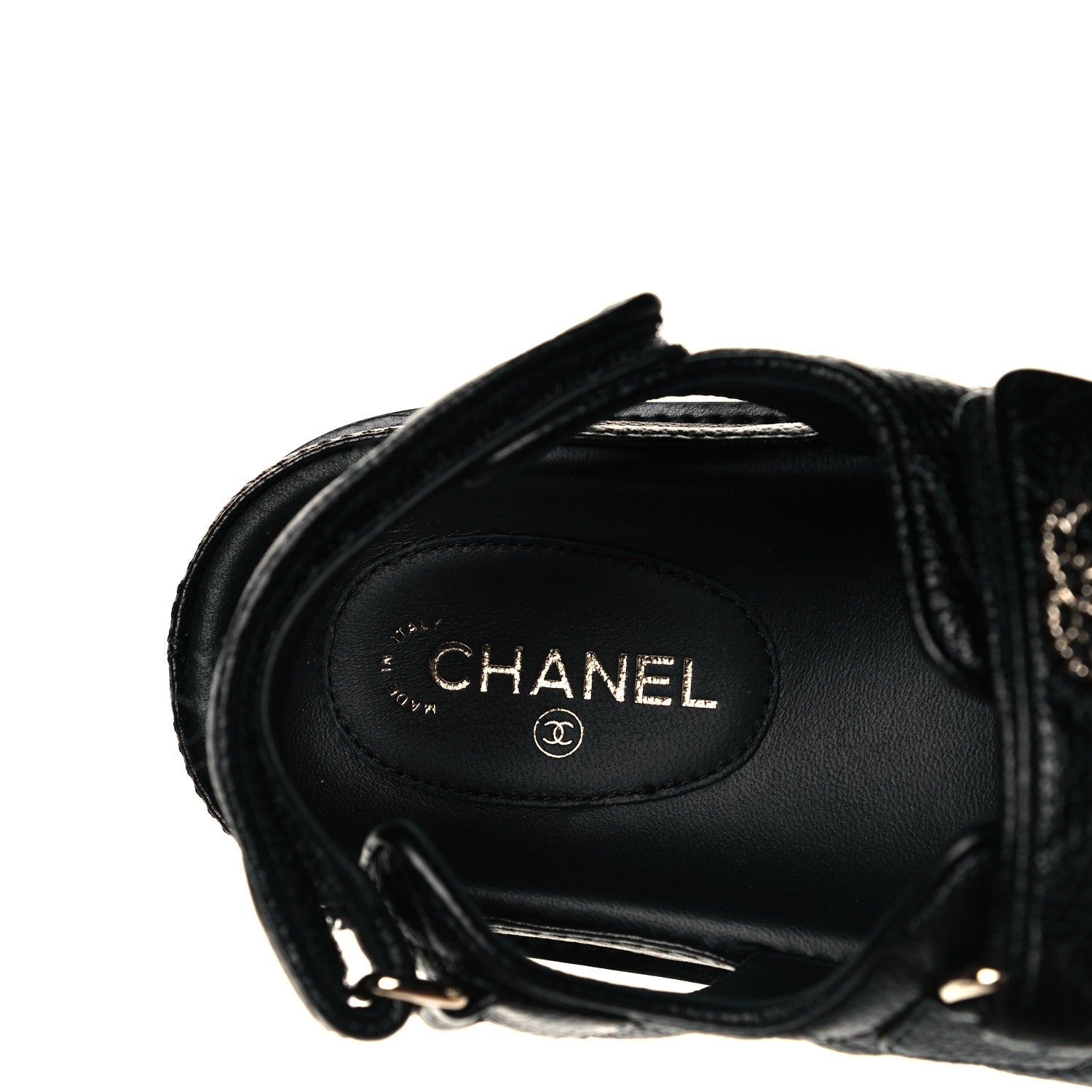 Chanel Grained Calfskin Velcro Dad Sandals 36 Black 7 of 9