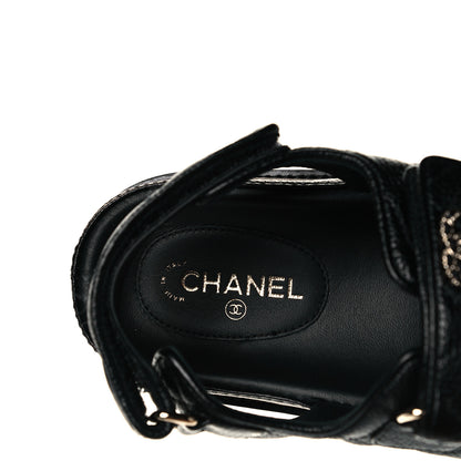 Chanel Grained Calfskin Velcro Dad Sandals 36 Black 7 of 9