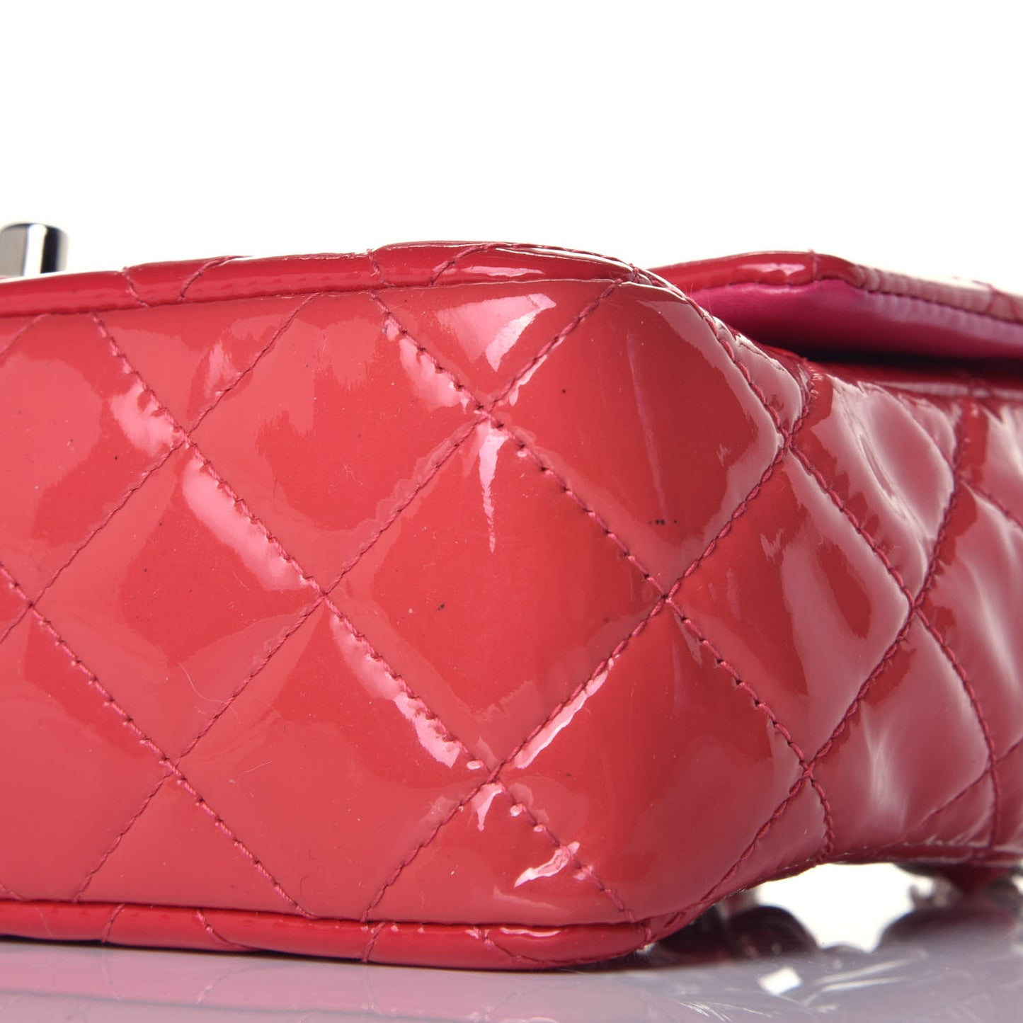 Patent Calfskin Quilted Mini Rectangular Flap Pink