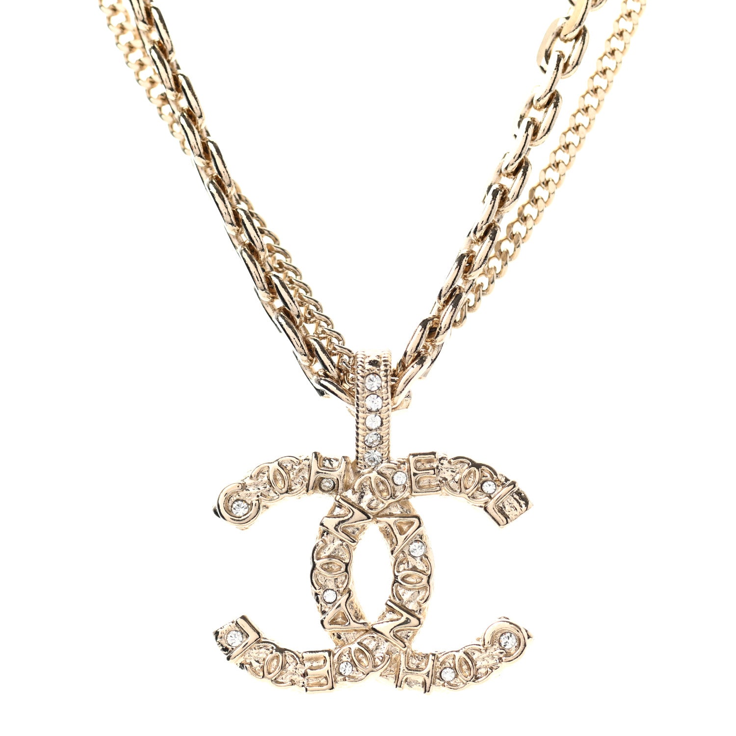 Chanel Crystal CC Multi Strand Chain Necklace Gold 4 of 5