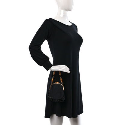 Gucci Nylon Beaded Bamboo Clutch Bag Black 3 of 9