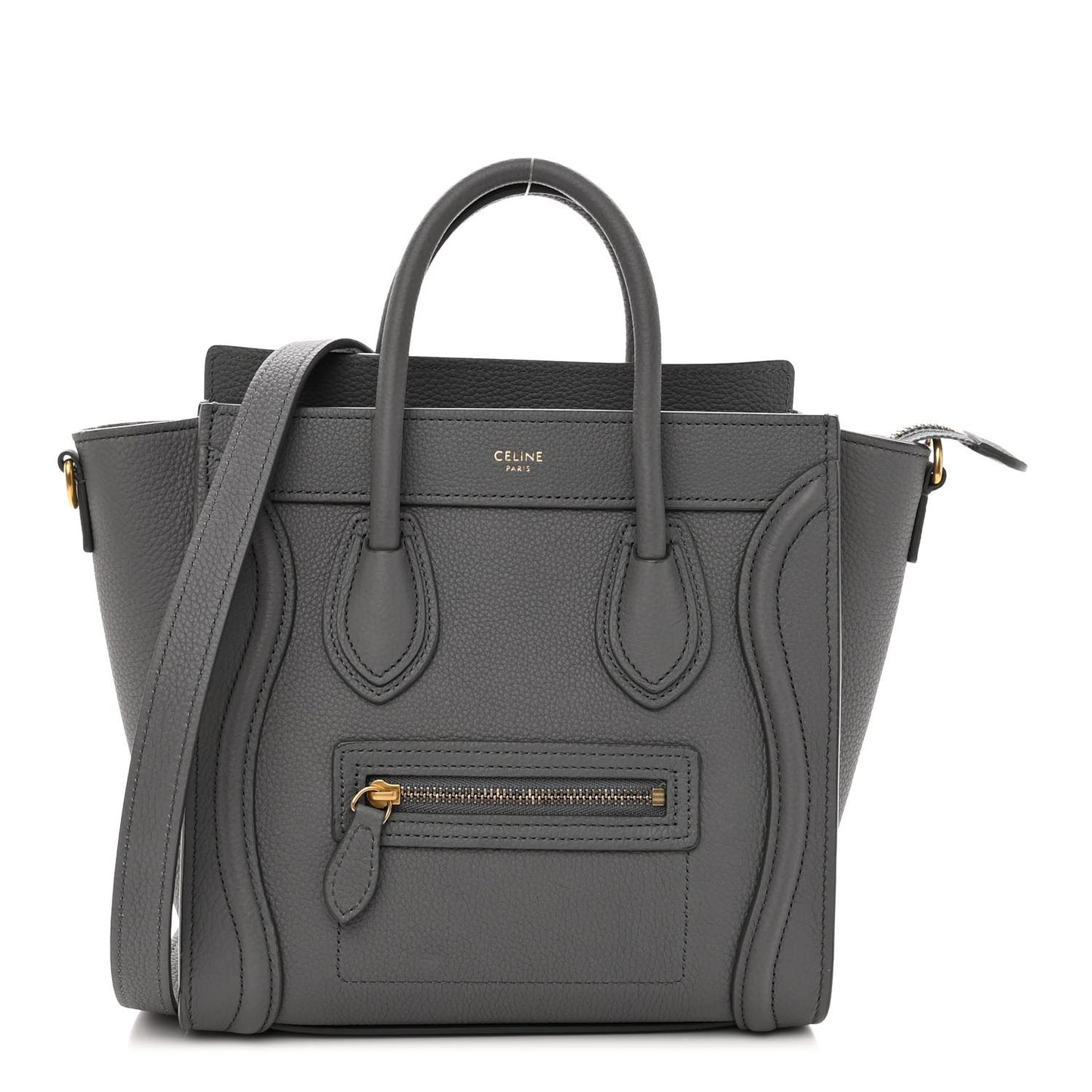 Drummed Calfskin Nano Luggage Kohl