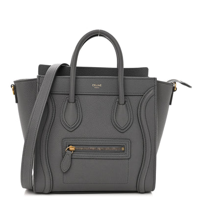 Celine Drummed Calfskin Nano Luggage Kohl 1 of 11