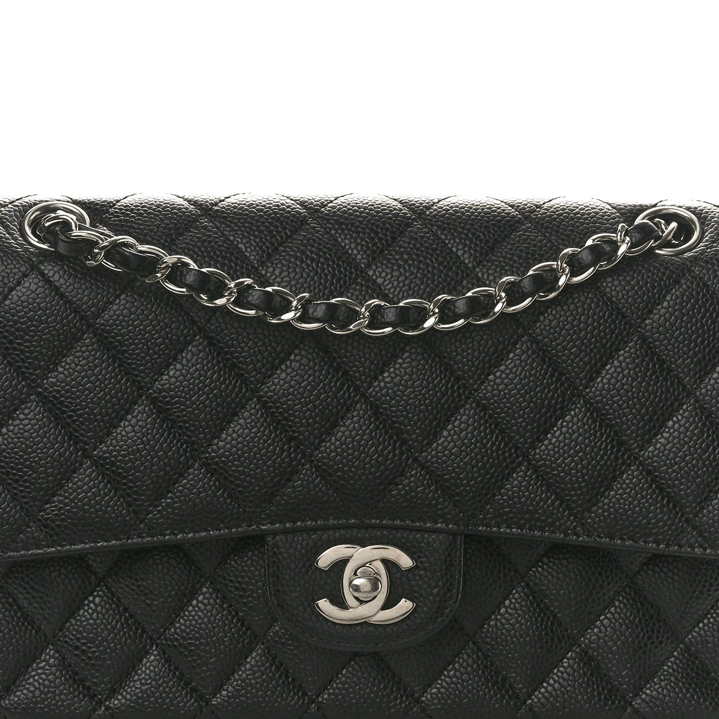 Caviar Quilted Medium Double Flap Black