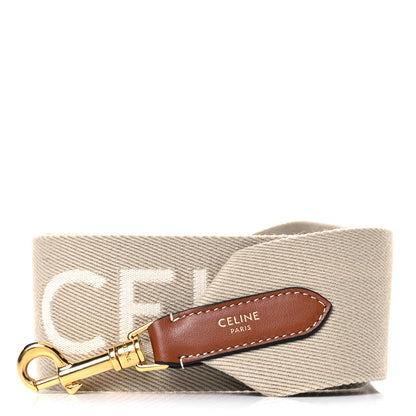 Celine Jacquard Wool Logo Short Strap Beige White 1 of 7