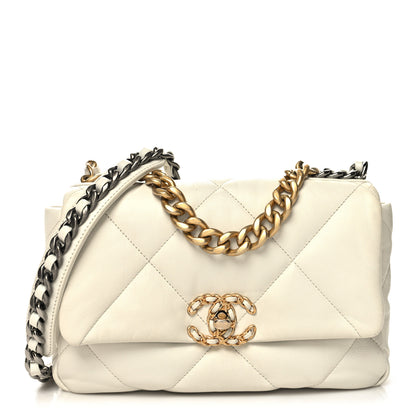 Chanel Goatskin Quilted Medium Chanel 19 Flap White 1 of 11