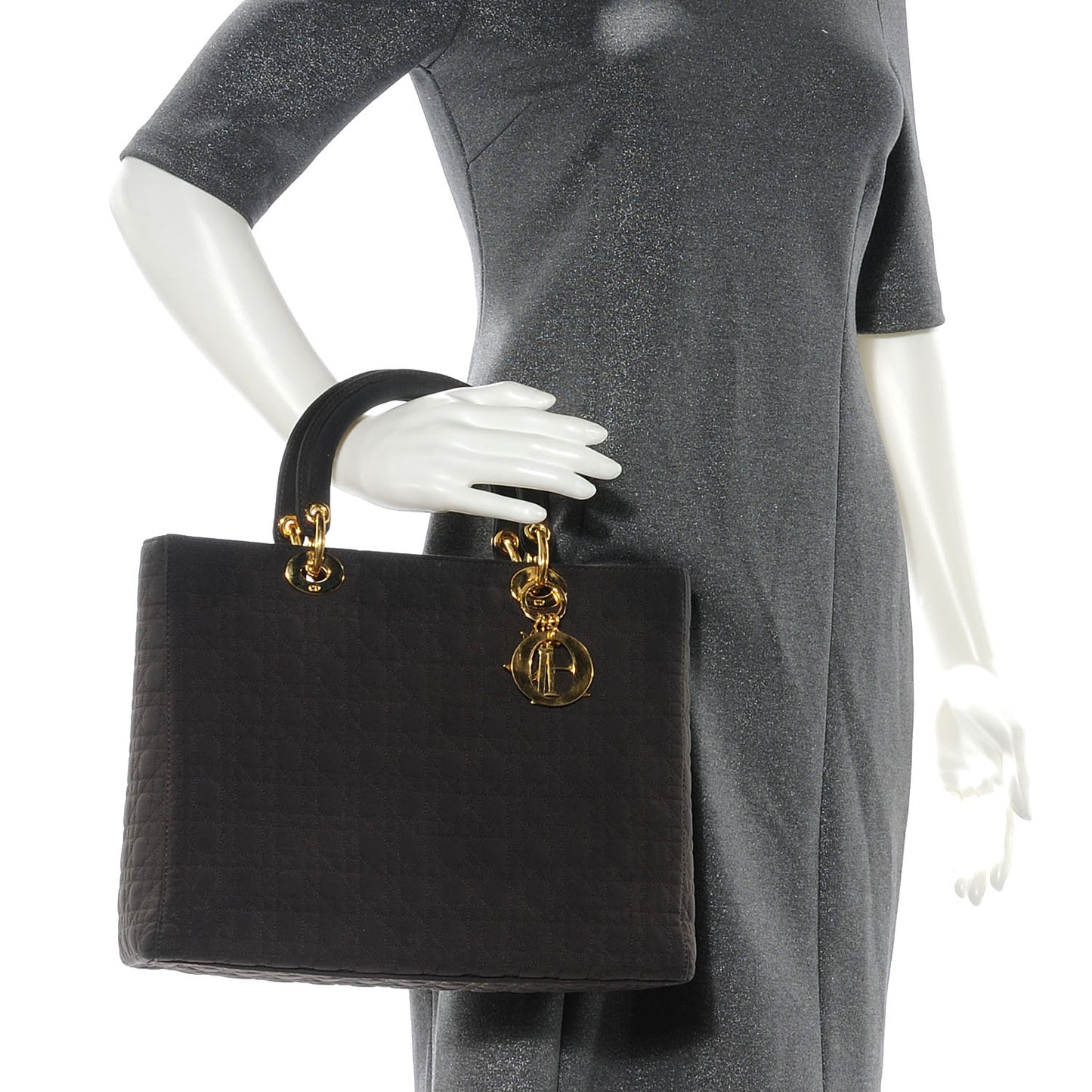 Nylon Cannage Large Lady Dior Brown
