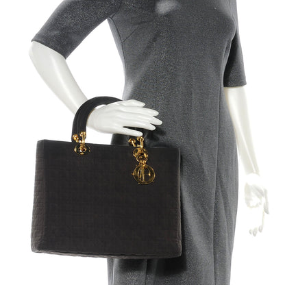 Christian Dior Nylon Cannage Large Lady Dior Brown 2 of 8