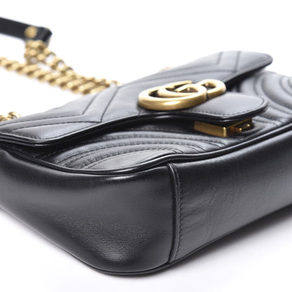 Gucci Calfskin Matelasse Mini GG Marmont Shoulder Bag Black 6 of 11